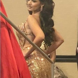 Custom made gold evening gown, made in Mexico, size small-medium